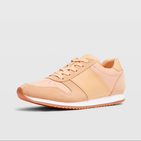 Club Monaco Zoe Leather Peach Sneakers | 8 - Picture 2 of 12